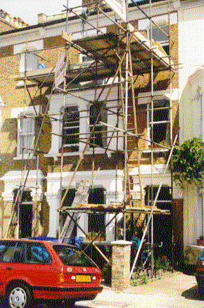 House with scaffolding