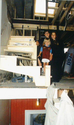 New staircase + three girls