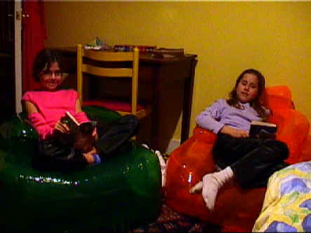 Jo And Kate enjoy their new inflatable chairs