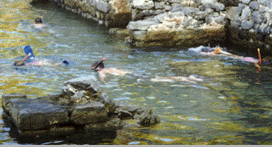 Snorkeling around Cleopatra's bathhouse